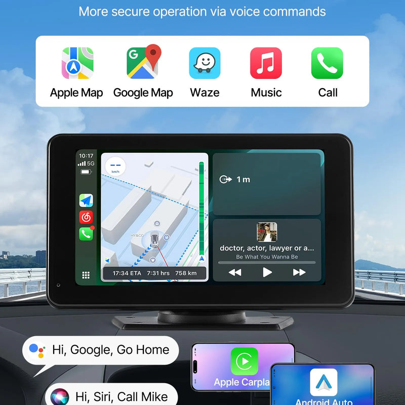 Automašīnas 17,8 cm skārienekrāna radio ar Apple CarPlay, Android Auto un atpakaļskata kameru