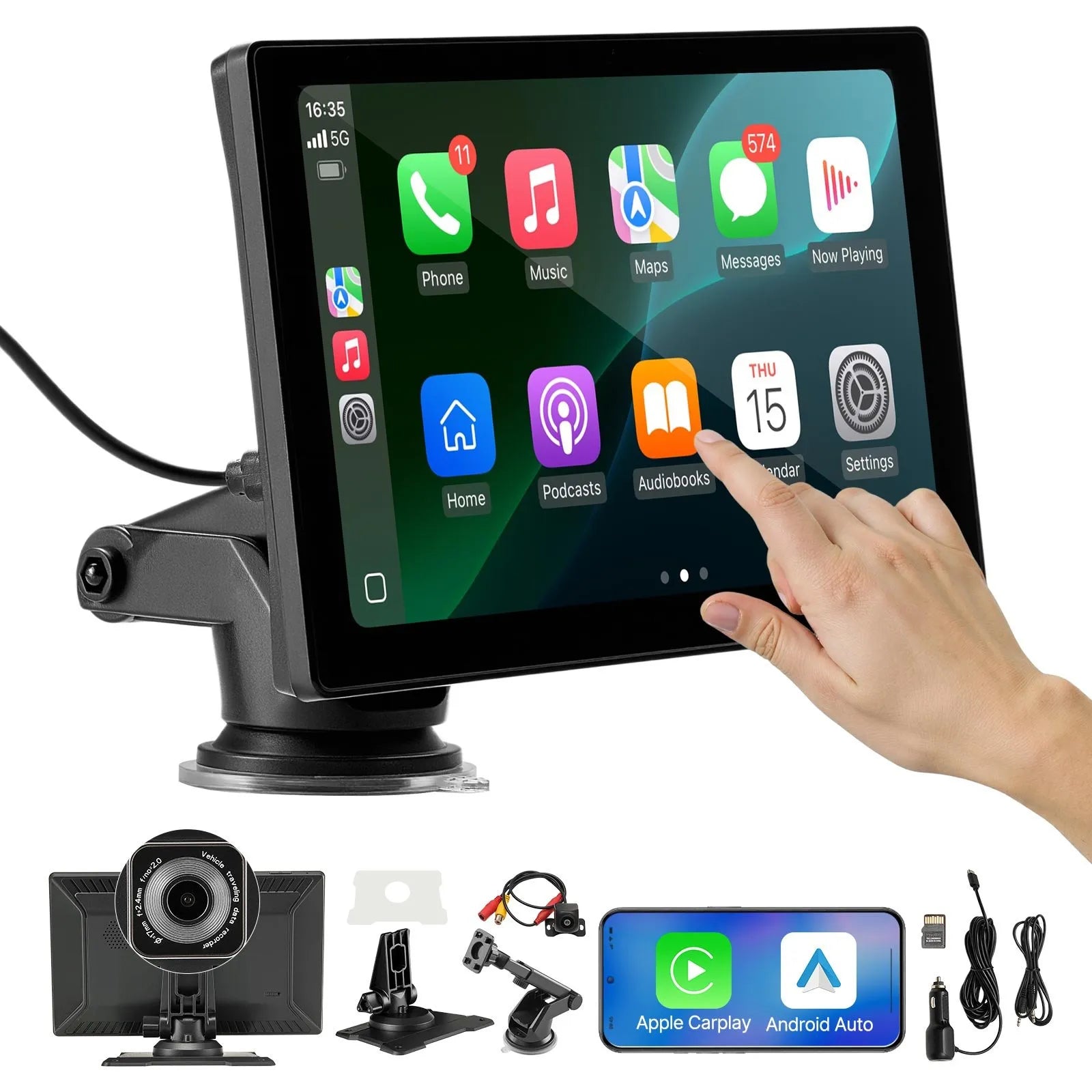 Автомобильная мультимедийная система с сенсорным экраном 22,9 см, Apple CarPlay, Android Auto, камера переднего/заднего вида