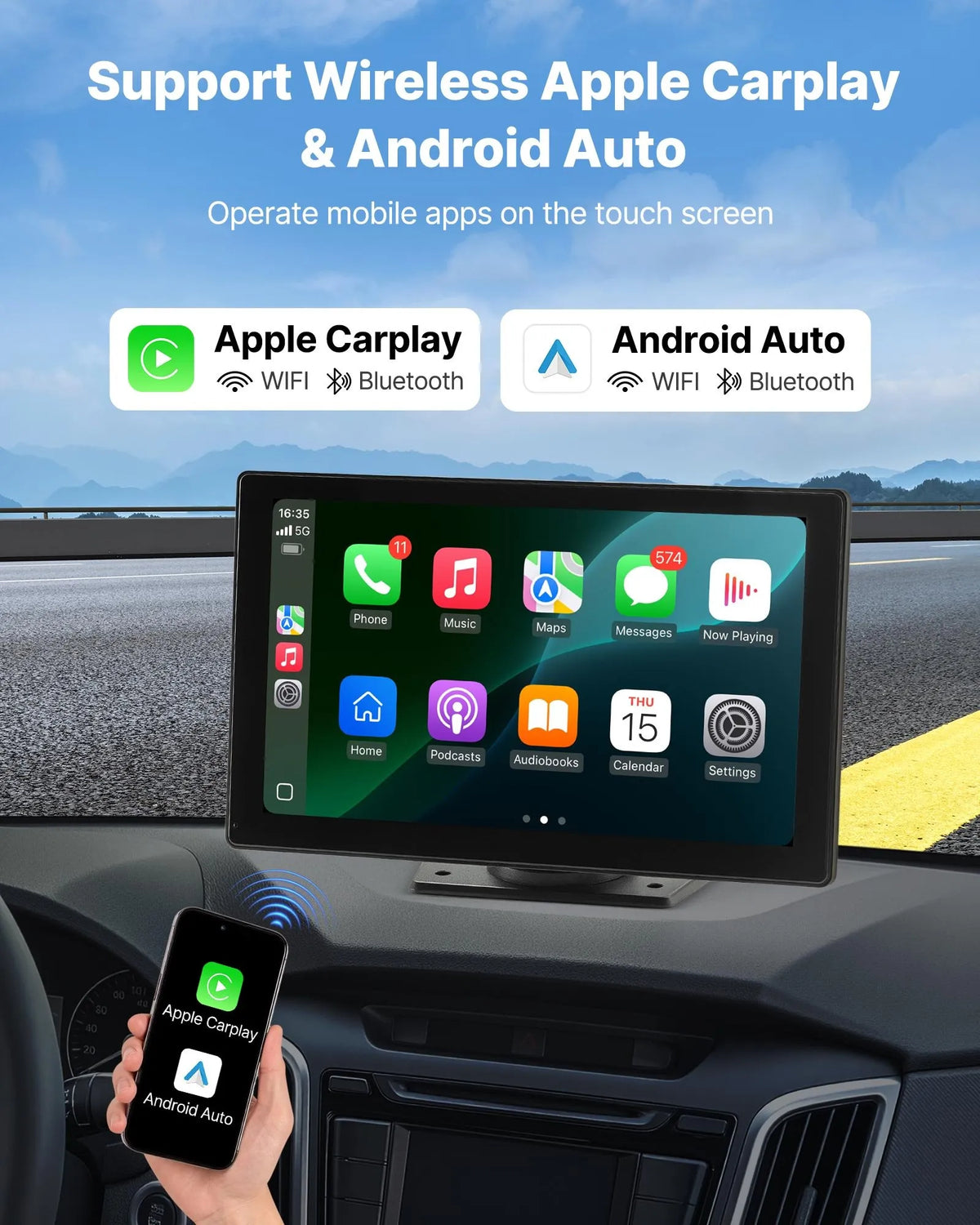 Auto multivides sistēma ar 22,9 cm skārienekrānu, Apple CarPlay, Android Auto, priekšējo/aizmugurējo kameru