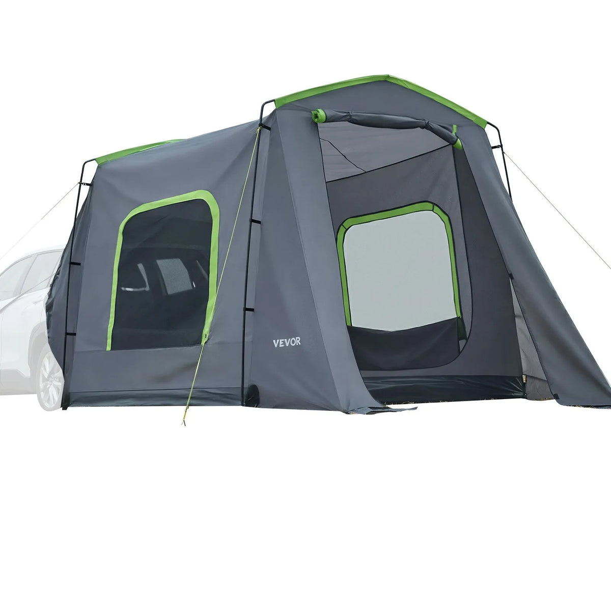 VEVOR liela SUV telts 5–9 personām, 3,23 x 2,44 m visu sezonu bagāžnieka telts ar ventilējamu durvju paneli un sieta logiem, PU3000 mm ūdensizturīga divējādas lietošanas auto aizmugures durvju telts kempingam un pārgājieniem