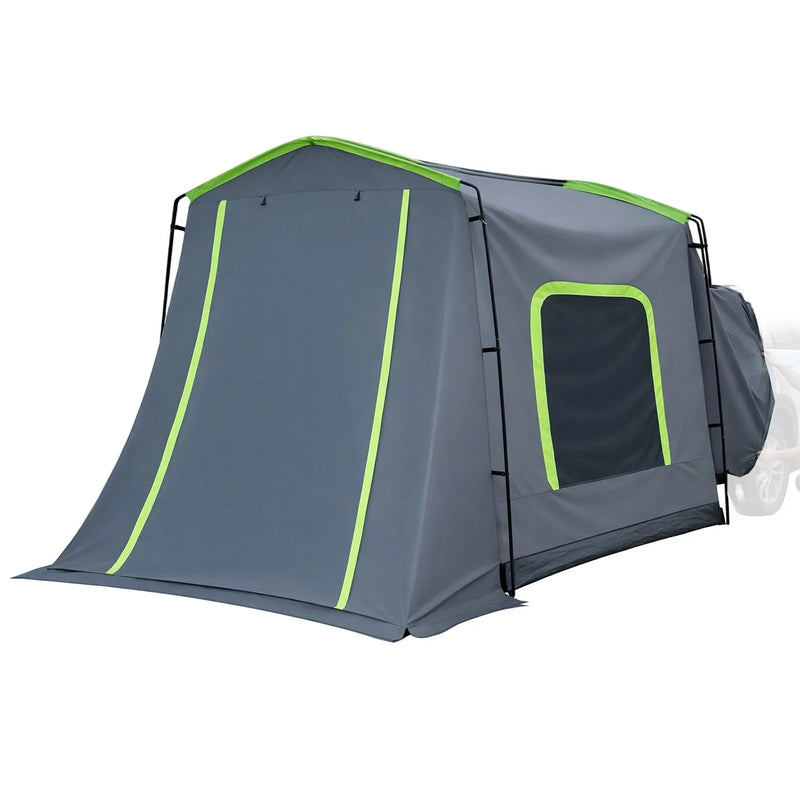 VEVOR liela SUV telts 5–9 personām, 3,23 x 2,44 m visu sezonu bagāžnieka telts ar ventilējamu durvju paneli un sieta logiem, PU3000 mm ūdensizturīga divējādas lietošanas auto aizmugures durvju telts kempingam un pārgājieniem
