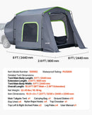 VEVOR liela SUV telts 5–9 personām, 3,23 x 2,44 m visu sezonu bagāžnieka telts ar ventilējamu durvju paneli un sieta logiem, PU3000 mm ūdensizturīga divējādas lietošanas auto aizmugures durvju telts kempingam un pārgājieniem