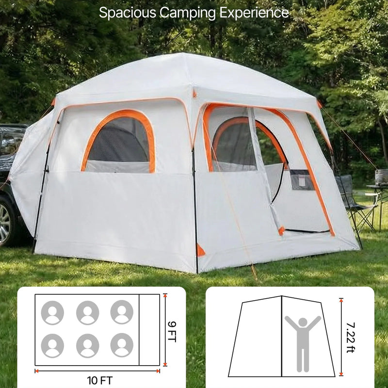 VEVOR SUV telts 6 personām 3,05 × 2,74 m, 3 sezonu bagāžnieka telts ar ventilējamām durvīm un sieta logiem, PU2000 mm ūdensizturība, divējāda lietošana, piemērota kempingam un pārgājieniem