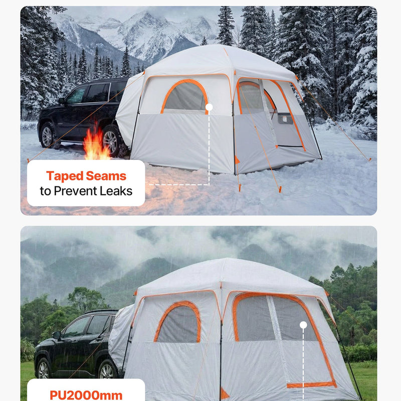 VEVOR SUV telts 6 personām 3,05 × 2,74 m, 3 sezonu bagāžnieka telts ar ventilējamām durvīm un sieta logiem, PU2000 mm ūdensizturība, divējāda lietošana, piemērota kempingam un pārgājieniem