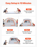 VEVOR SUV telts 6 personām 3,05 × 2,74 m, 3 sezonu bagāžnieka telts ar ventilējamām durvīm un sieta logiem, PU2000 mm ūdensizturība, divējāda lietošana, piemērota kempingam un pārgājieniem