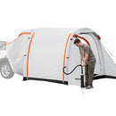 VEVOR piepūšama SUV telts ar nojumi 2,44 x 2,04 m, 3 sezonu bagāžnieka telts ar ventilējamām durvīm un sieta logu, PU2000 mm ūdensizturība, piemērota auto aizmugures durvīm kempingam, komplektā gaisa sūknis