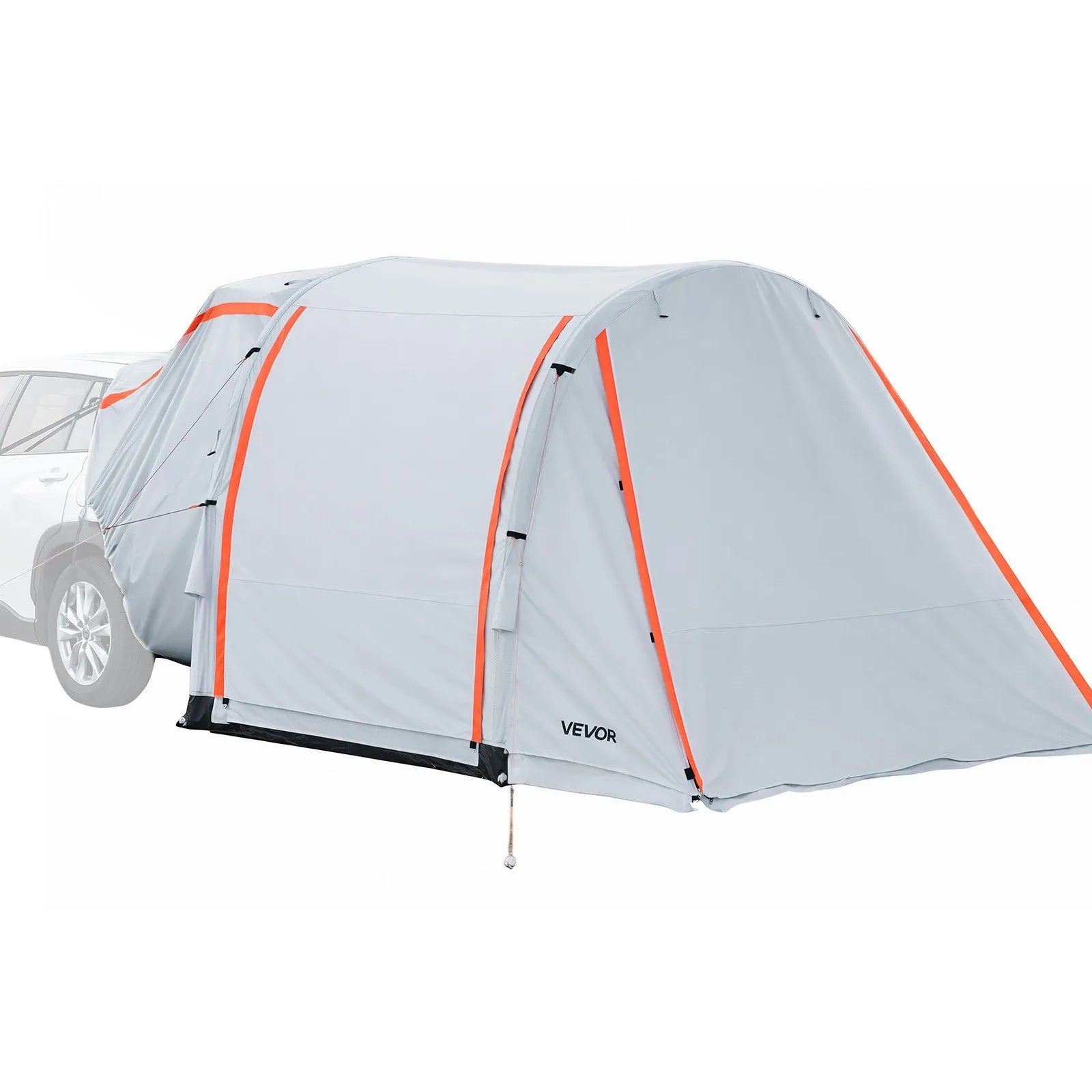 VEVOR piepūšama SUV telts ar nojumi 2,44 x 2,04 m, 3 sezonu bagāžnieka telts ar ventilējamām durvīm un sieta logu, PU2000 mm ūdensizturība, piemērota auto aizmugures durvīm kempingam, komplektā gaisa sūknis