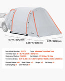 VEVOR piepūšama SUV telts ar nojumi 2,44 x 2,04 m, 3 sezonu bagāžnieka telts ar ventilējamām durvīm un sieta logu, PU2000 mm ūdensizturība, piemērota auto aizmugures durvīm kempingam, komplektā gaisa sūknis