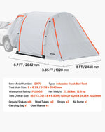VEVOR piepūšama SUV telts ar nojumi 2,44 x 2,04 m, 3 sezonu bagāžnieka telts ar ventilējamām durvīm un sieta logu, PU2000 mm ūdensizturība, piemērota auto aizmugures durvīm kempingam, komplektā gaisa sūknis