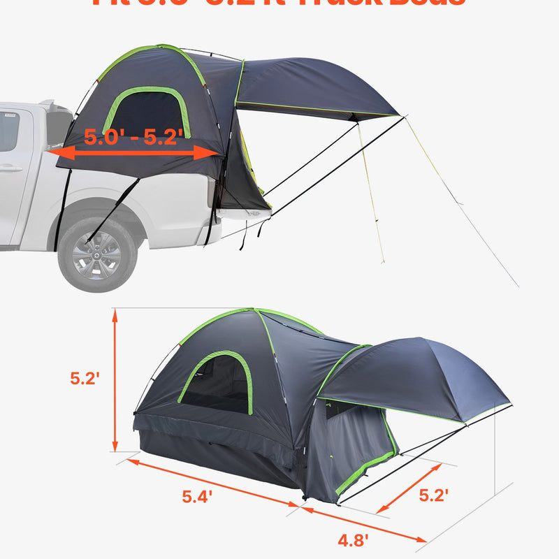 VEVOR Kravas Automobiļa Telts 152–158 cm, Ūdensnecaurlaidīga (PU2000) Pikapa Gultas Kempinga Telts, Piemērota 2–3 Personām