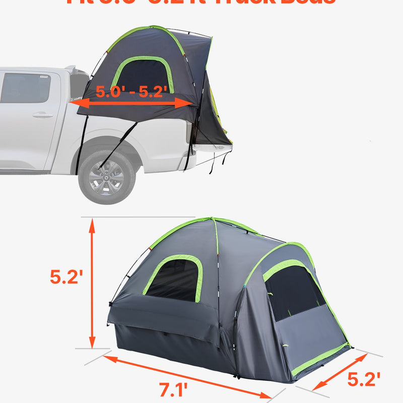VEVOR Truck Tent 152-158 см, водонепроницаемая (PU2000) палатка для кемпинга на базе пикапа, подходит для 2-3 человек