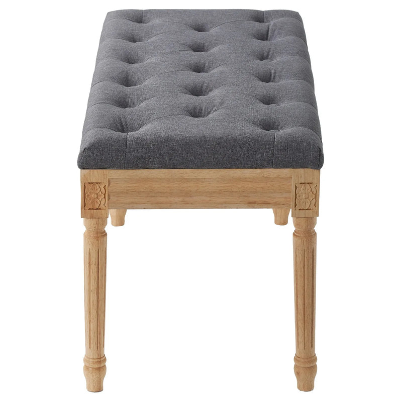 VEVOR polsterēts sols, 40 cm plats ottoman tipa sols ar putu polsterējumu un gumijkoka kājām, pogotu sēžamo daļu, kāju soliņš un priekšnama sols, piemērots guļamistabai, viesistabai, ēdamistabai vai koridoram, pelēks