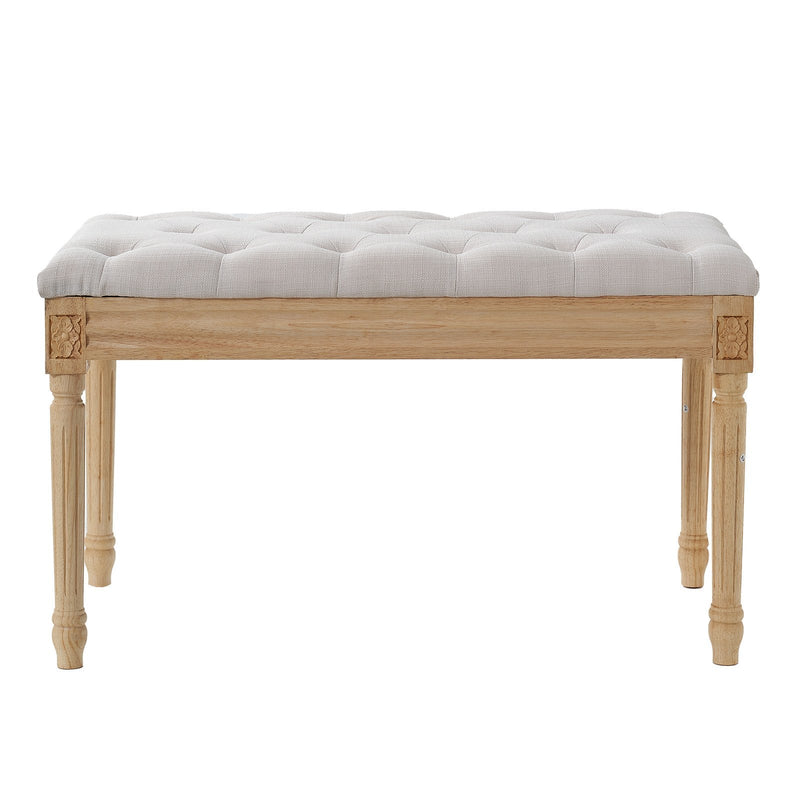 Polsterēts soliņš ar putu polsterējumu un gumijkoka kājām, 40 cm plats, bēšs