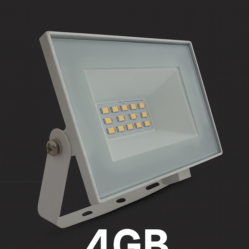 4Gab. 10W(850Lm) LED prožektors, V-TAC, IP65, balts, neitrāli balta gaisma 4000K