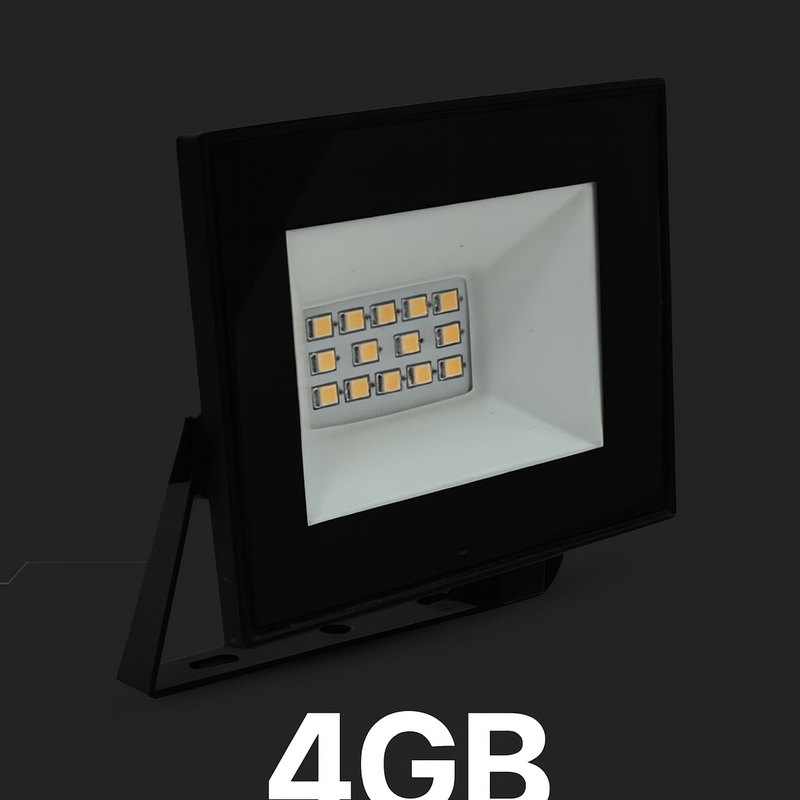 4Gab. 10W(850Lm) LED prožektors, V-TAC, IP65, melns, neitrāli balta gaisma 4000K