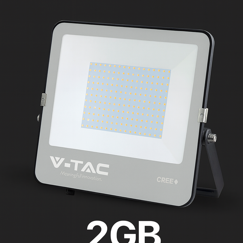 2.GAB. 200W(27000Lm) LED prožektors bez kustību sensora, V-TAC, IP65, melns, auksti balta gaisma 6500K