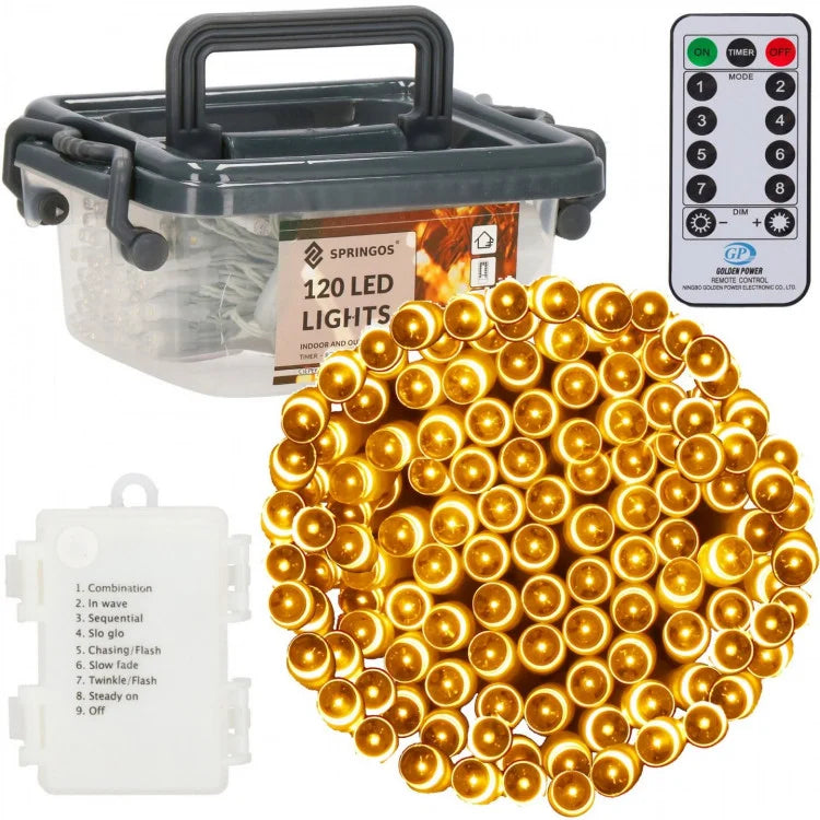 9m julgirlang. Varmvit, drivs av 3x AA 1,5V-batterier (ingår ej) IP44