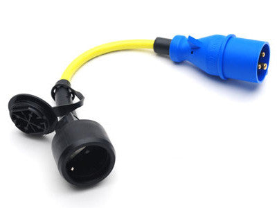 Schuko female -> CEE male, желтый