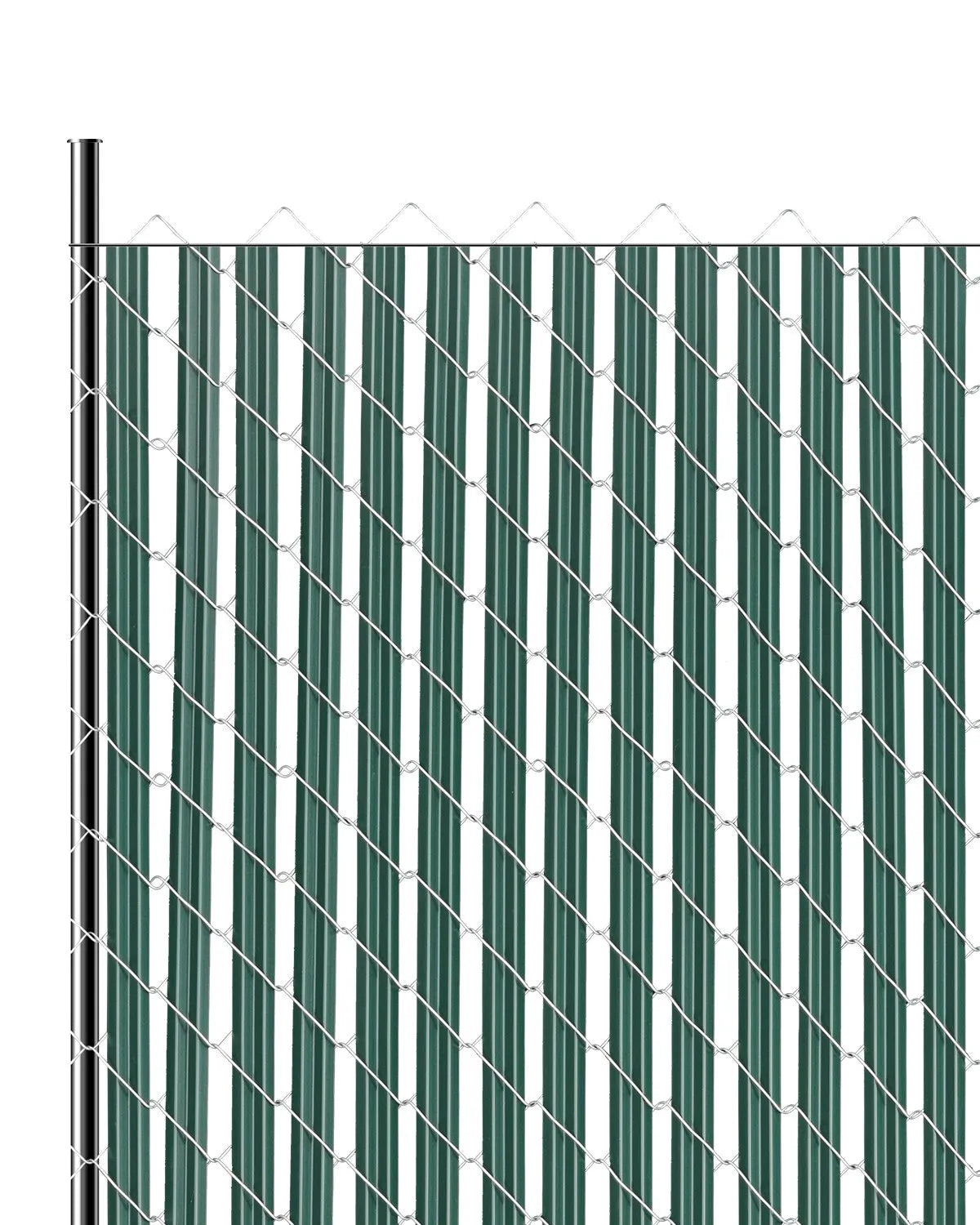 Metāla sieta žoga privātuma lameles ar vienu sienu, 152 cm augstam žogam, ar apakšējo fiksāciju