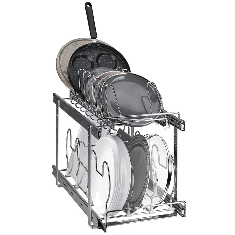 Divlīmeņu izvelkams plaukts pannām un vākiem, 30,5 cm, regulējams, tērauds