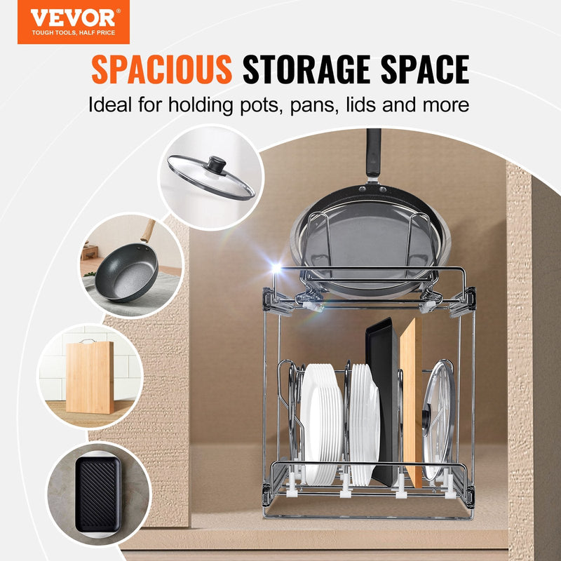 Divlīmeņu izvelkams plaukts pannām un vākiem, 30,5 cm, regulējams, tērauds