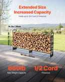 VEVOR āra malkas statīvs ar 600D Oxford ūdensizturīgu pārsegu, 2,4 m malkas turētājs, 1/2 korda ietilpība, izmēri 244 × 36 × 117 cm, pastiprināta tērauda konstrukcija kamīnam un terasei