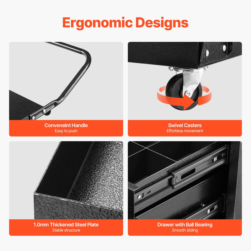 VEVOR metināšanas rati ar 2 atvilktnēm – izturīgi metinātāja rati ar slēdzamu skapīti, kravnesība līdz 159 kg