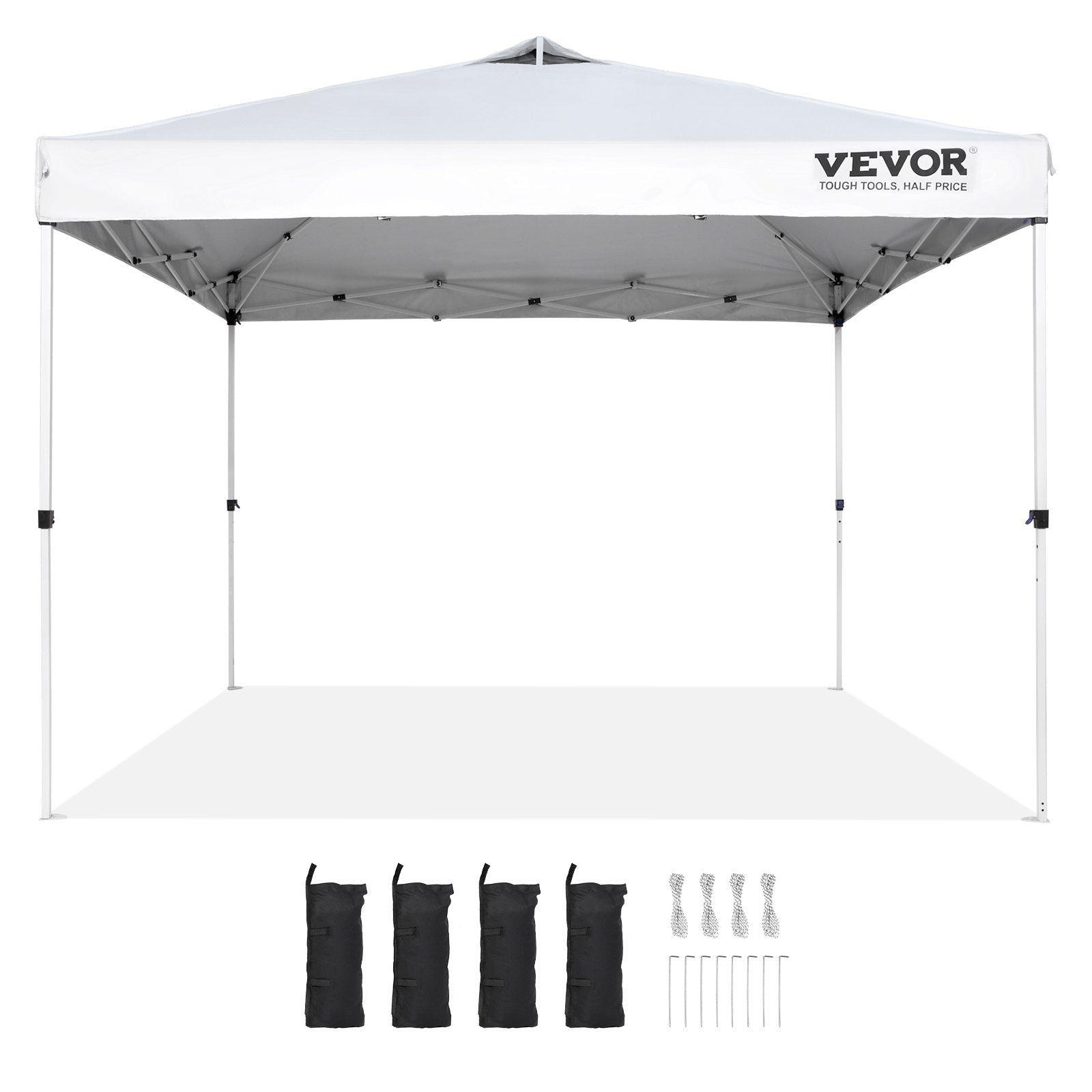 VEVOR Izvelkama nojume 305 x 305 cm, aprīkota ar riteņu glabāšanas somu un specializētu aksesuāru somu, balta