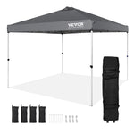 VEVOR Izvelkama nojume 305 x 305 cm, aprīkota ar riteņu glabāšanas somu un specializētu aksesuāru somu, tumši pelēka
