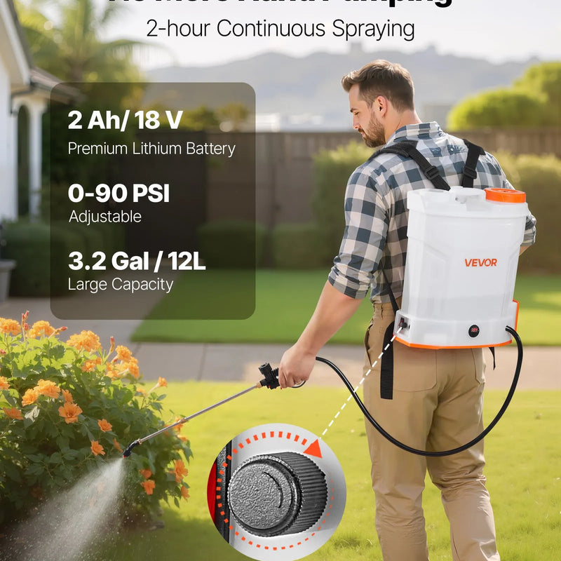 12 litru akumulatora mugursomas smidzinātājs, 0–6,2 bar, 2 h darbības laiks, dārzam un zālienam