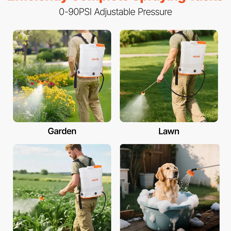 12 litru akumulatora mugursomas smidzinātājs, 0–6,2 bar, 2 h darbības laiks, dārzam un zālienam