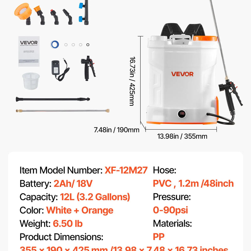 12 litru akumulatora mugursomas smidzinātājs, 0–6,2 bar, 2 h darbības laiks, dārzam un zālienam