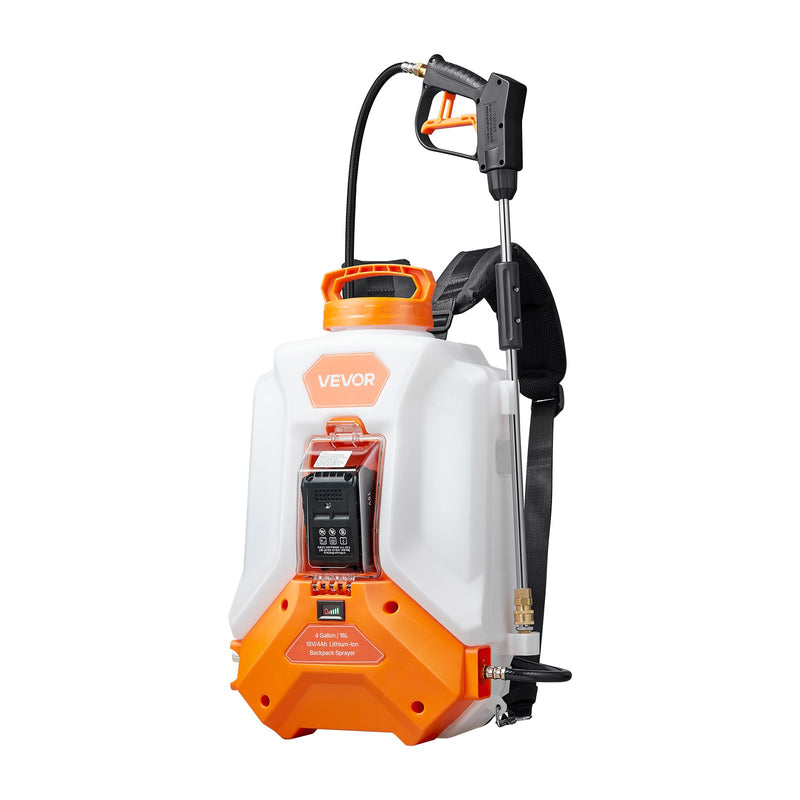 Akumulatora darbināms 15 l mugursomas smidzinātājs 0–6,2 bar, līdz 4 h darbībai zāliena un dārza kopšanai