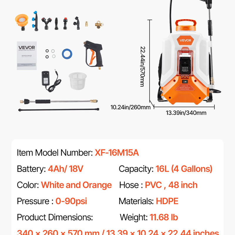 Akumulatora darbināms 15 l mugursomas smidzinātājs 0–6,2 bar, līdz 4 h darbībai zāliena un dārza kopšanai