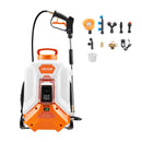 Akumulatora darbināms 15 l mugursomas smidzinātājs 0–6,2 bar, līdz 4 h darbībai zāliena un dārza kopšanai