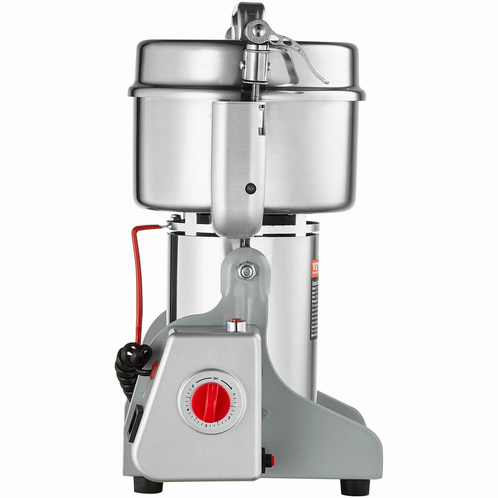 VEVOR 750 g elektriskās graudu dzirnaviņas, 2000 W augstas ātrdarbības komerciālā garšvielu malšanas iekārta, nerūsējošā tērauda pulverizators sausu graudu, garšvielu, graudaugu, kafijas, kukurūzas un piparu malšanai, šūpojamā tipa