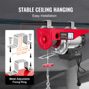 VEVOR elektriskais pacēlājs, 400 kg celtspēja, 850 W, 220 V tērauda troses vinča ar bezvadu tālvadību, 12 m pacelšanas augstums (vienkāršā trose), tīra vara motors, paredzēts garāžai, noliktavai, rūpnīcai