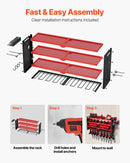 VEVOR sienas stiprināms elektroinstrumentu organizators, 4 līmeņu plaukts ar 8 urbju turētājiem, instrumentu turētājs ar sānu perforētajām plāksnēm, garāžas plaukts garāžai, darba galdam un darbnīcai