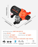 VEVOR kempera ūdens sūknis, 12 V DC, 15,1 l/min, 3 kameru pašuzsūcošs diafragmas sūknis ar automātisko spiediena slēdzi, maks. spiediens 2,8 bar, darbība pēc pieprasījuma kemperiem, karavānām, laivām, jahtām un automazgāšanai