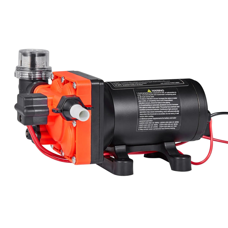 VEVOR kempera ūdens sūknis, 12 V DC, 22,7 l/min, 4 kameru pašuzsūcošs diafragmas sūknis ar automātisko spiediena slēdzi, maks. spiediens 4,8 bar, darbība pēc pieprasījuma kemperiem, karavānām, laivām, jahtām un automazgāšanai