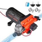 VEVOR kempera ūdens sūknis, 12 V DC, 18,9 l/min, 4 kameru pašuzsūcošs diafragmas sūknis ar automātisko spiediena slēdzi, maks. spiediens 4,8 bar, darbība pēc pieprasījuma kemperiem, karavānām, laivām, jahtām un automazgāšanai