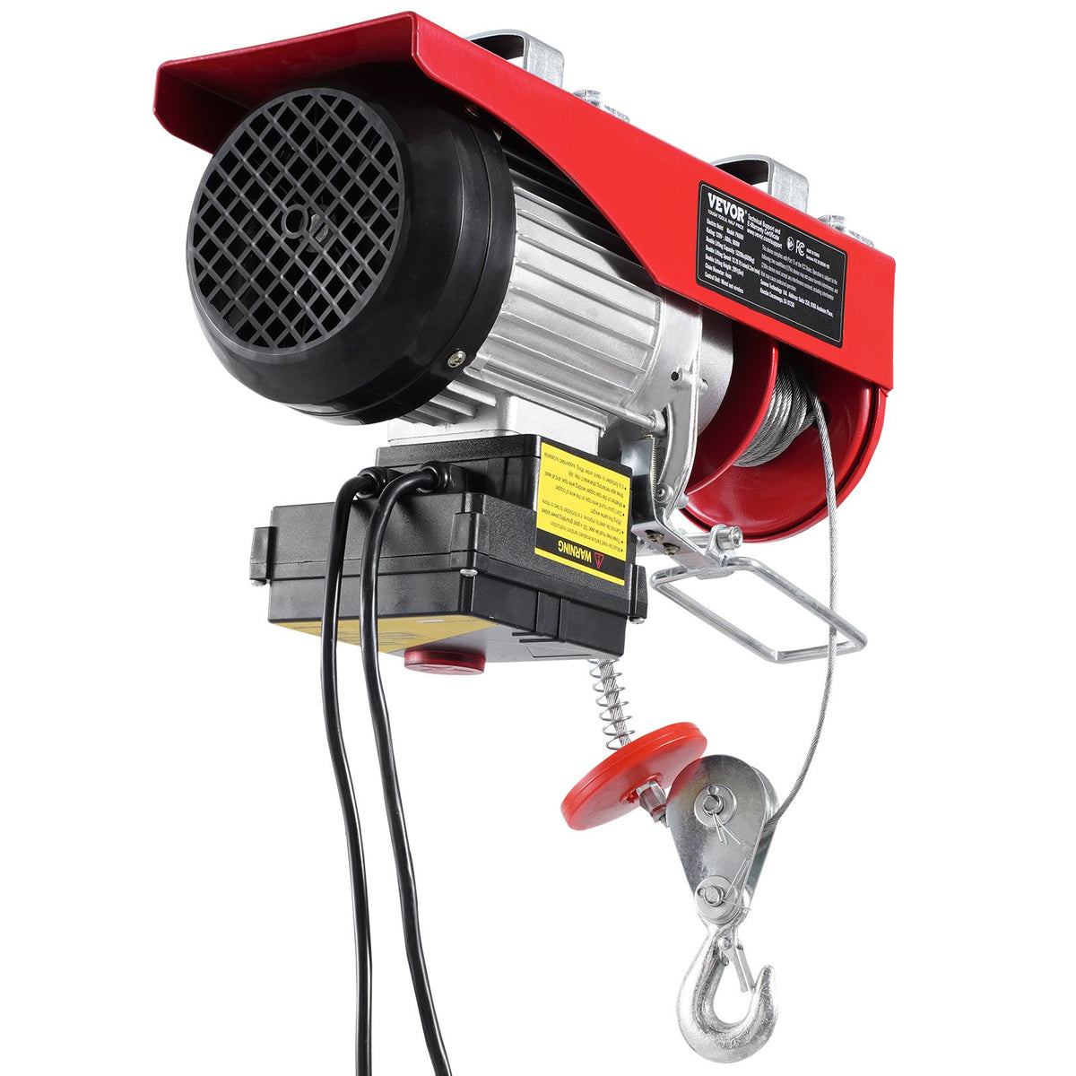 VEVOR electric hoist, winch 600 kg, 100 m wireless remote control and 4.3 m wired remote control