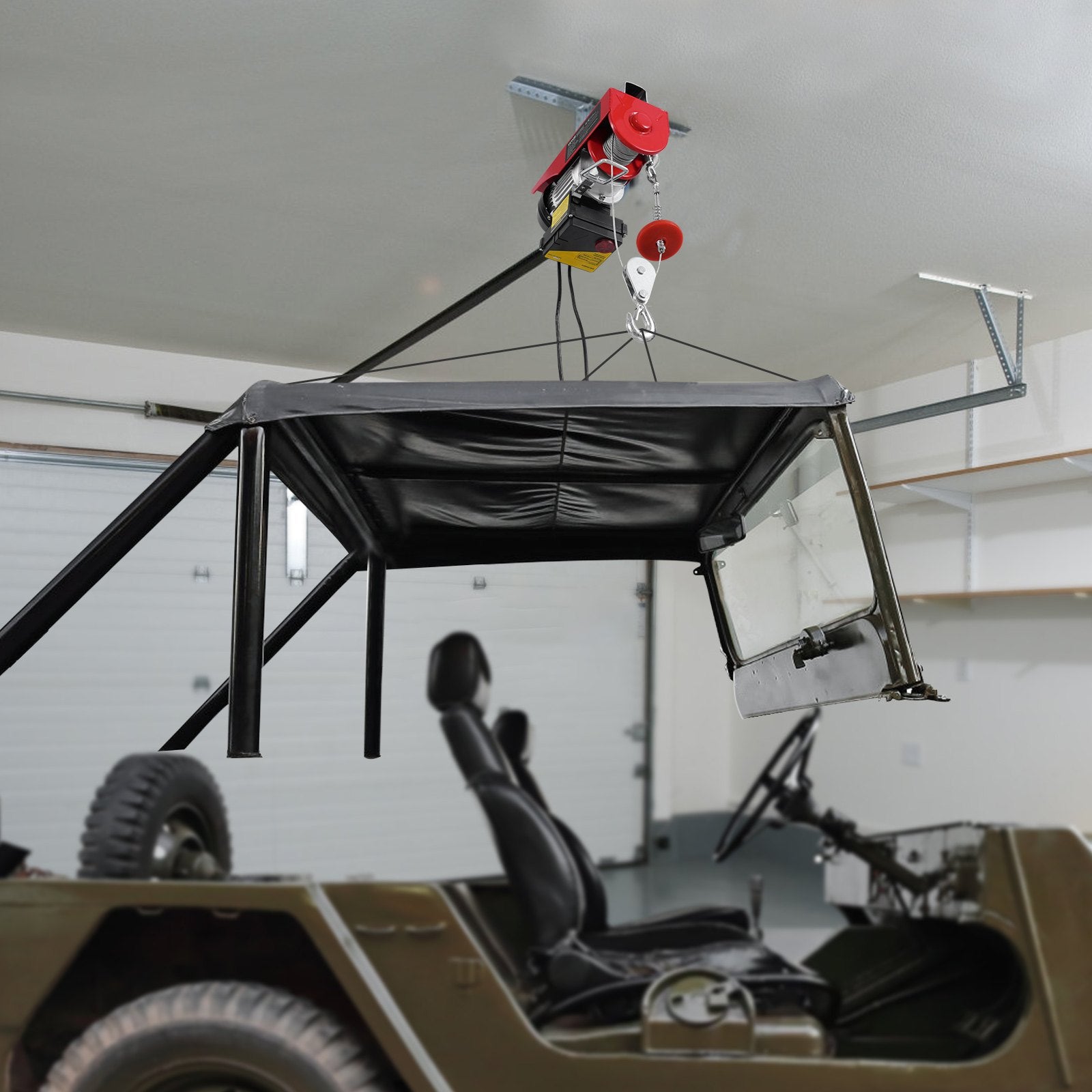 VEVOR electric hoist, winch 600 kg, 100 m wireless remote control and 4.3 m wired remote control
