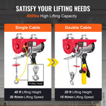 VEVOR electric hoist, winch 800 kg with 4.3 m cable remote control, 230 V
