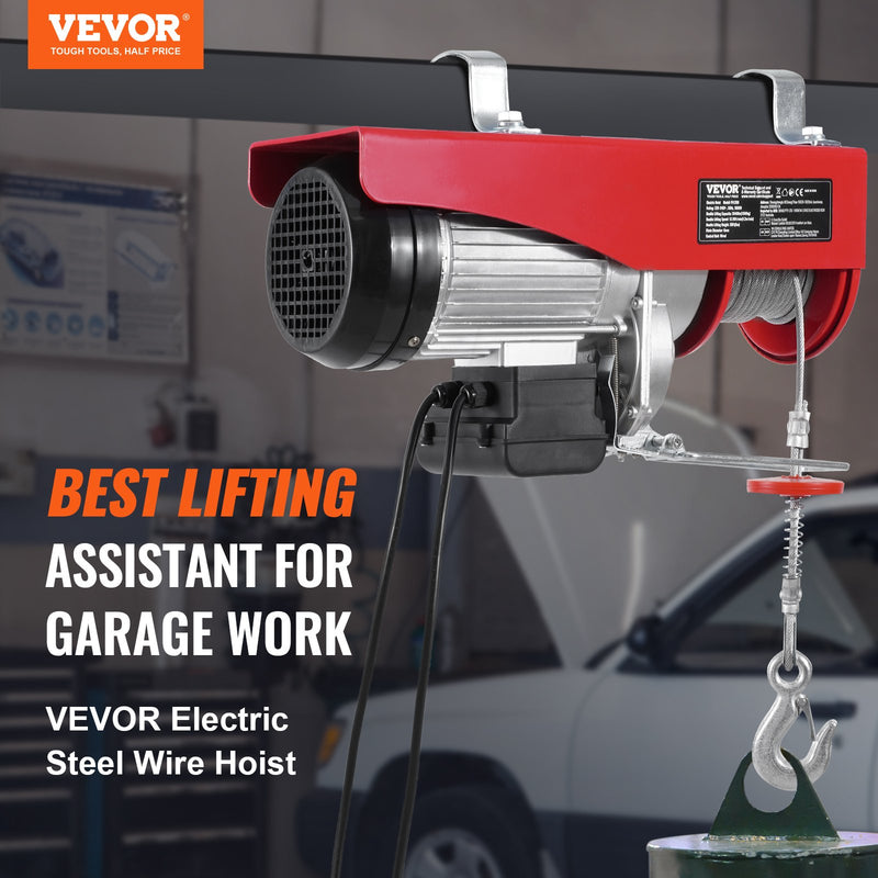 VEVOR elektriskā pacēlāja vinča 1200 kg ar 4,3 m vadu tālvadības pulti, 230V