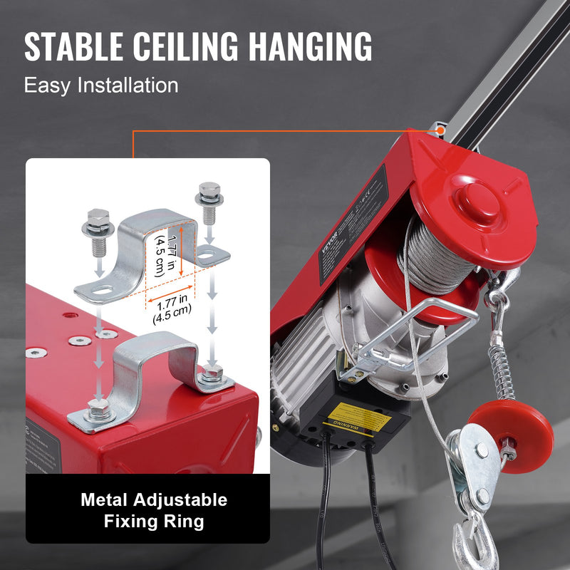 VEVOR elektriskais pacēlājs, vinča 400 kg ar 4,3 m vadu tālvadību, 230 V