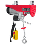 VEVOR electric hoist, 1000 kg lifting capacity, 1600 W, 220 V steel wire rope winch with 4.3 m remote control, 12 m lifting height (single rope), pure copper motor, for garage, warehouse, factory