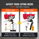VEVOR electric hoist, 1000 kg lifting capacity, 1600 W, 220 V steel wire rope winch with 4.3 m remote control, 12 m lifting height (single rope), pure copper motor, for garage, warehouse, factory