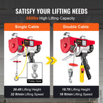 VEVOR electric hoist, 250 kg lifting capacity, 510W 220V steel wire winch, 12 m lifting height, pure copper motor, 4.2 m cable remote control, for garages and warehouses