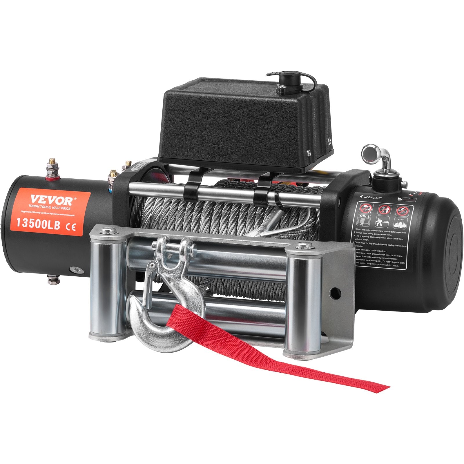 VEVOR electric truck winch - 6123 kg with steel cable, IP65 waterproof, remote control